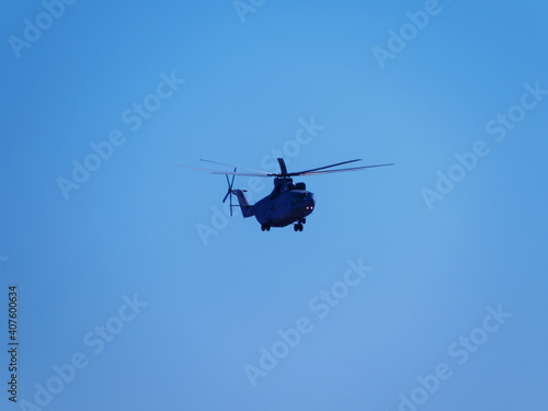 Russia, St. Petersburg - June 24, 2020: Russian transport helicopter Mil Mi-26 RF-06805 of the Russian Air Force in flight at Parade of Victory in World War II.