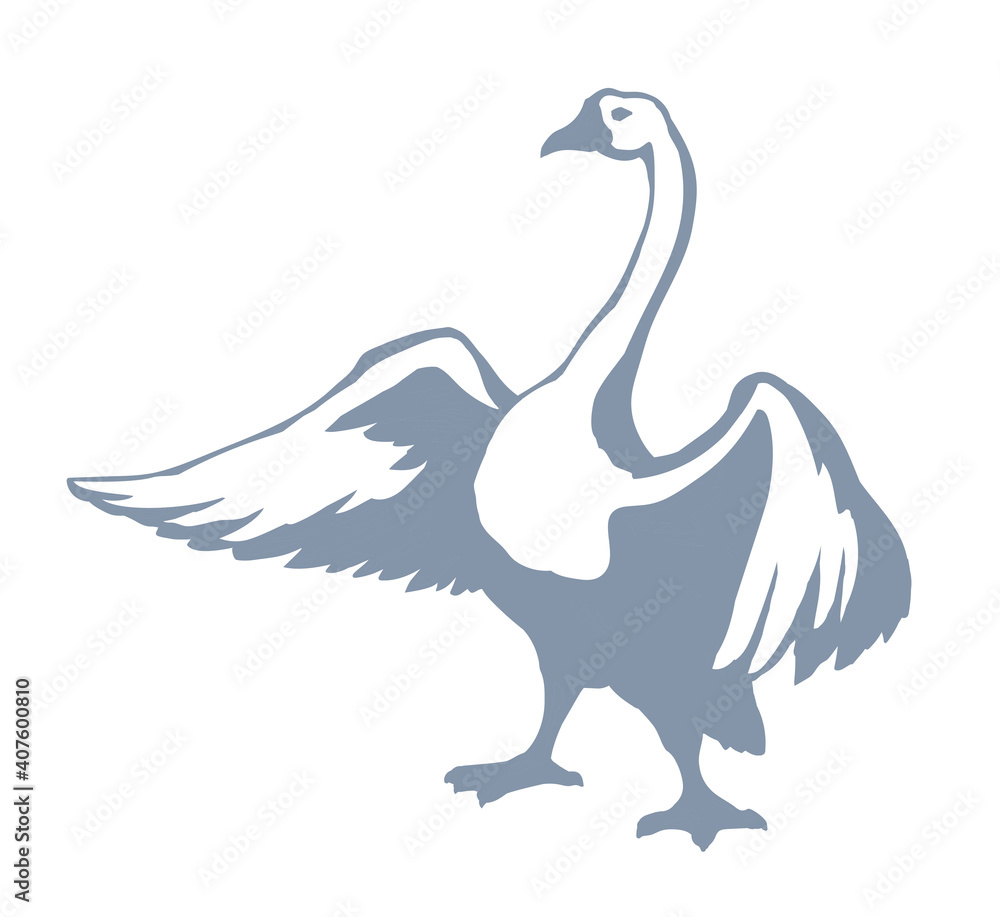 Fototapeta premium Goose in flight. Vector drawing