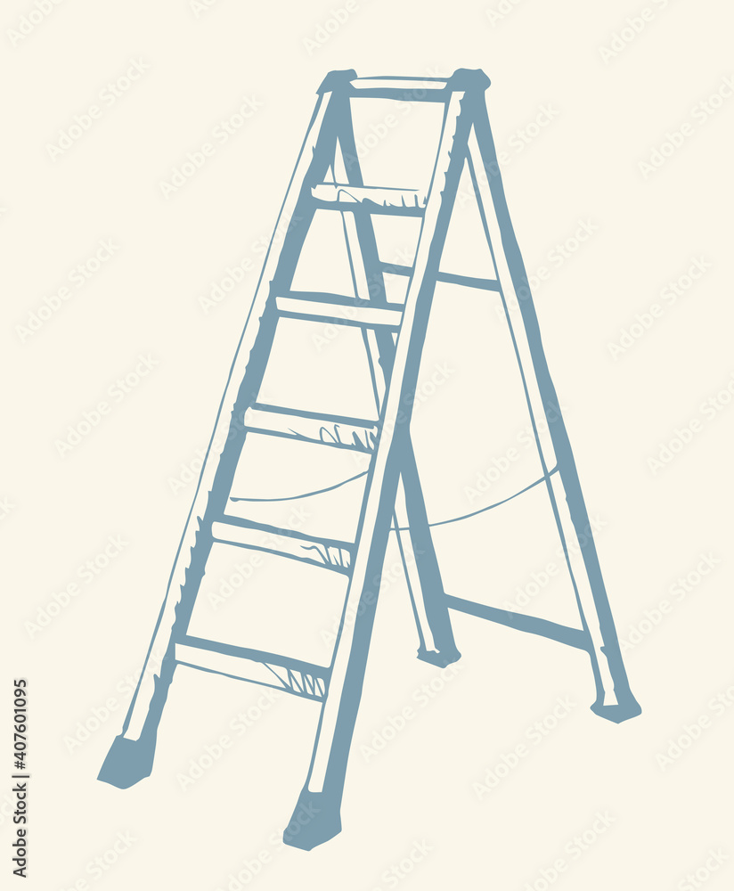 Folding stepladder. Vector drawing icon