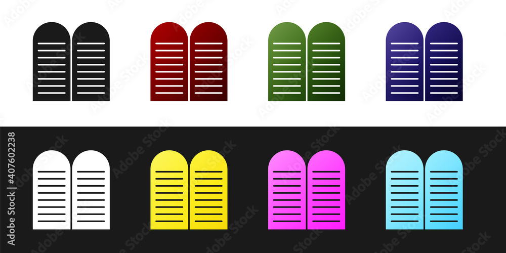 Set The commandments icon isolated on black and white background. Gods law concept. Vector. Set The commandments icon isolated on black and white background. Gods law concept. Vector.