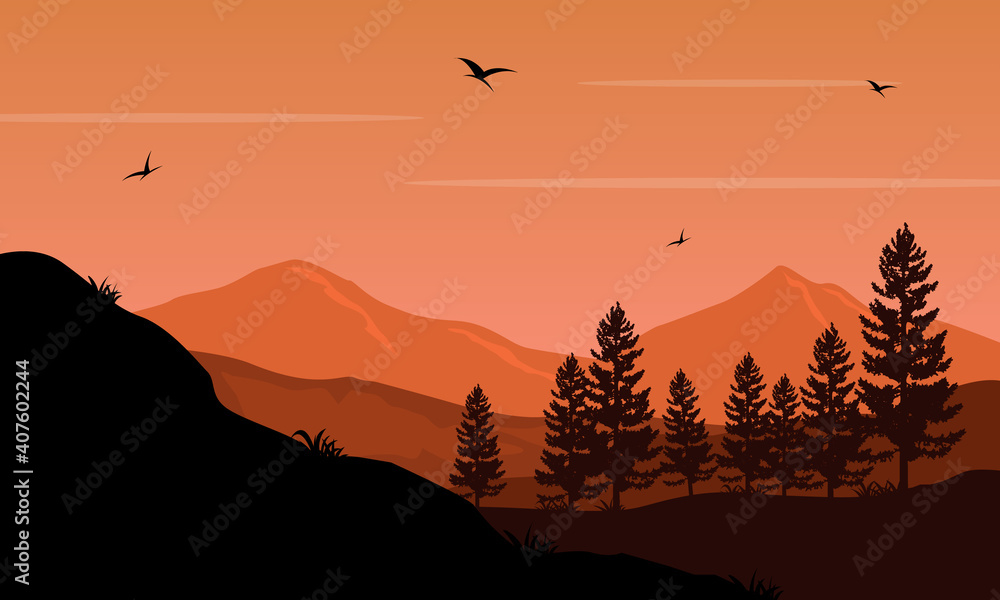 Nice atmosphere in the afternoon with a nice nature scenic. Vector illustration Nice atmosphere in the afternoon with a nice nature scenic. Vector illustration
