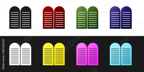 Set The commandments icon isolated on black and white background. Gods law concept. Vector.