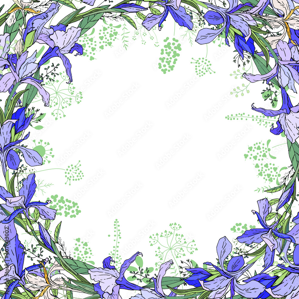 Round wreath with different floral elements for festive and season design Round wreath with different floral elements for festive and season design