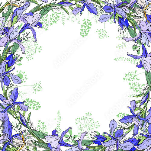 Round wreath with different floral elements for festive and season design