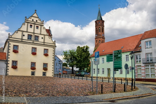 niemegk, deutschland - rathaus und johanniskirche photo