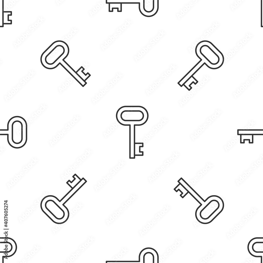 Grey line House key icon isolated seamless pattern on white background. Vector. Grey line House key icon isolated seamless pattern on white background. Vector.