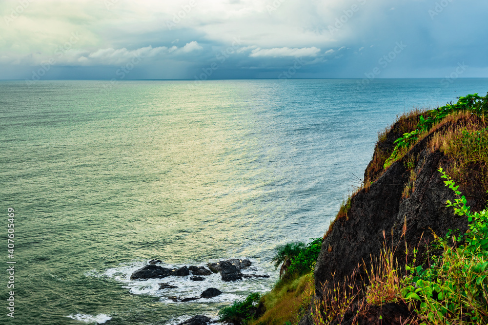 mountain cliff view with sea shore at morning mountain cliff view with sea shore at morning