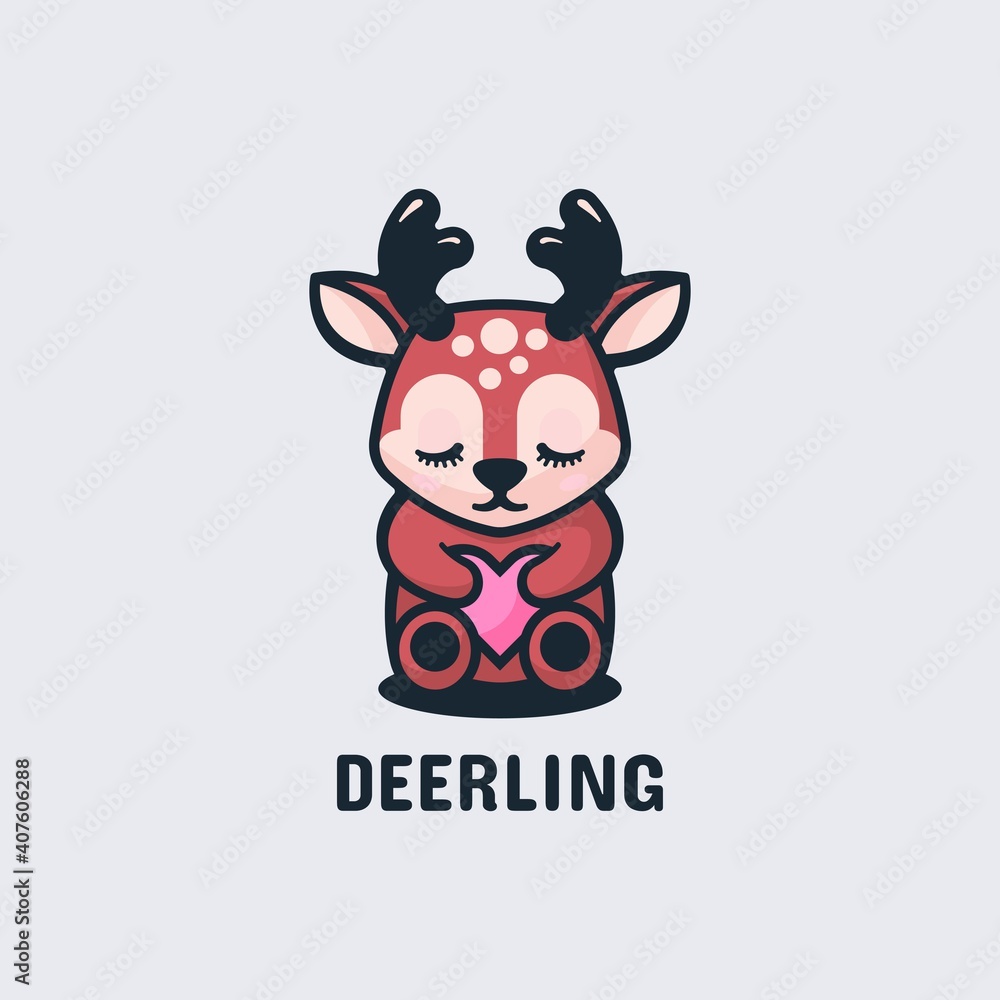 Vector Logo Illustration Deer Simple Mascot Style. Vector Logo Illustration Deer Simple Mascot Style.