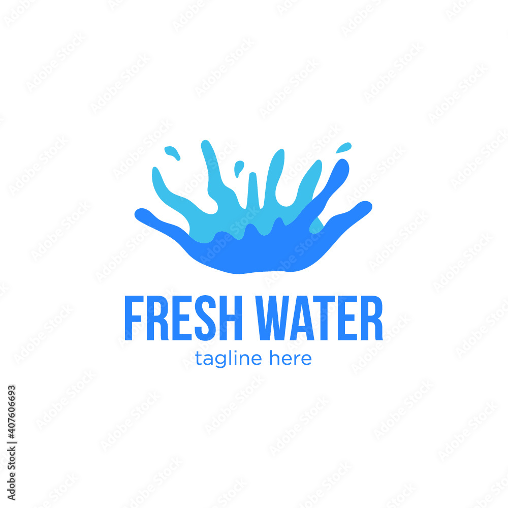 Water Splash Logo Symbol. Natural Spring water logo design Label template in white background Water Splash Logo Symbol. Natural Spring water logo design Label template in white background