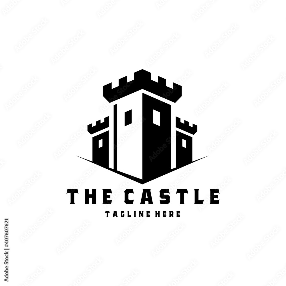 Castle Tower Icon, Logo Isolated on White Background