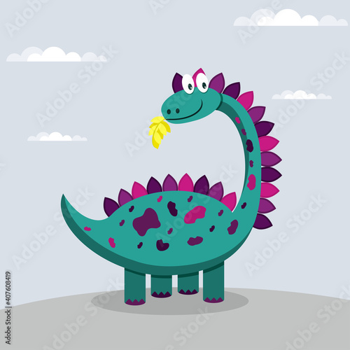 Cute dinosaur vector print for kids.