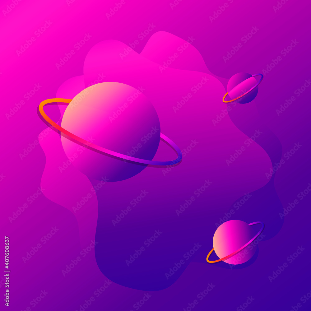 flat vector illustration of planets. abstraction from a set of planets. orange planets on a gradient background. flat vector illustration of planets. abstraction from a set of planets. orange planets on a gradient background.