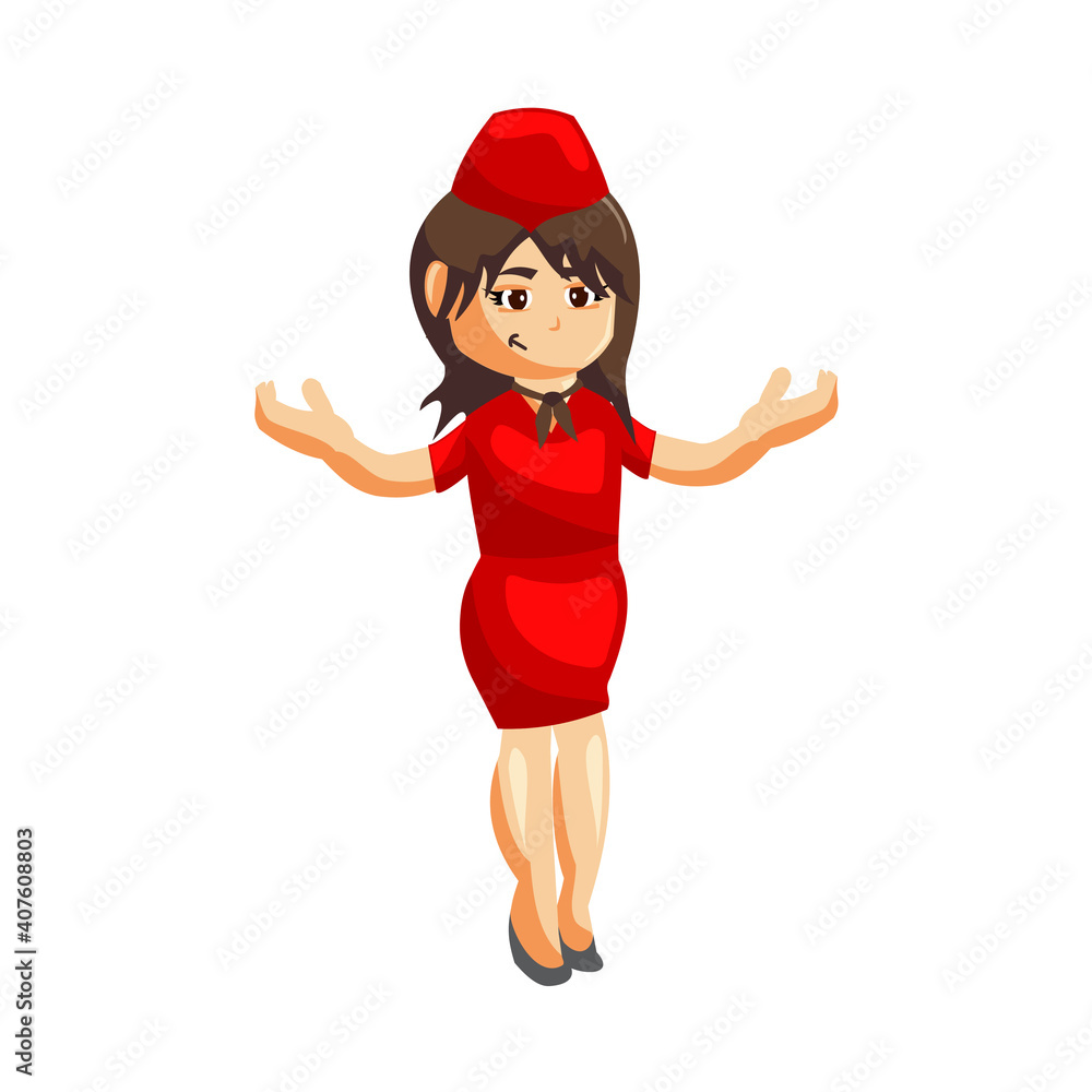Flying attendants air hostess Profession stewardess Welcome cartoon character illustration