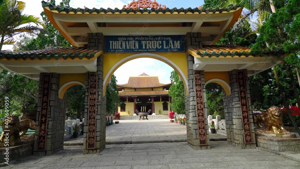 View in fron of Truc Lam monastery is an ancient temple to attract tourists. This place cultivates many Buddhists who are helpful to everyone in Da Lat, Vietnam View in fron of Truc Lam monastery is an ancient temple to attract tourists. This place cultivates many Buddhists who are helpful to everyone in Da Lat, Vietnam