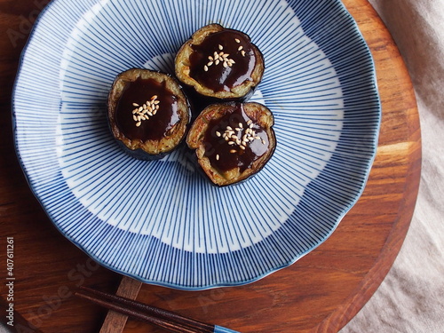 Eggplant Dengaku (Grilled with Sweet Miso Paste), Japanese Food photo