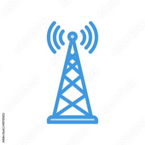 Antenna icon vector illustration in blue style about internet of things for any projects