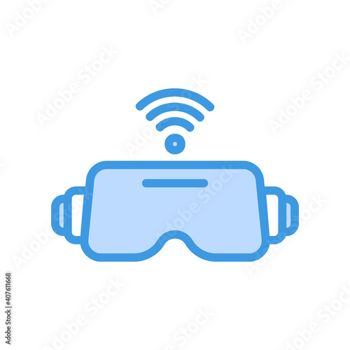 Vr Glasses icon vector illustration in blue style about internet of things for any projects