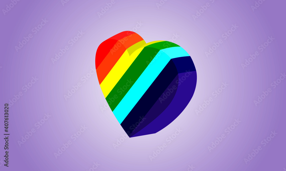 Heart shape in rainbow color illustration symbol of gay pride. Rainbow heart shape love vector logo icon.