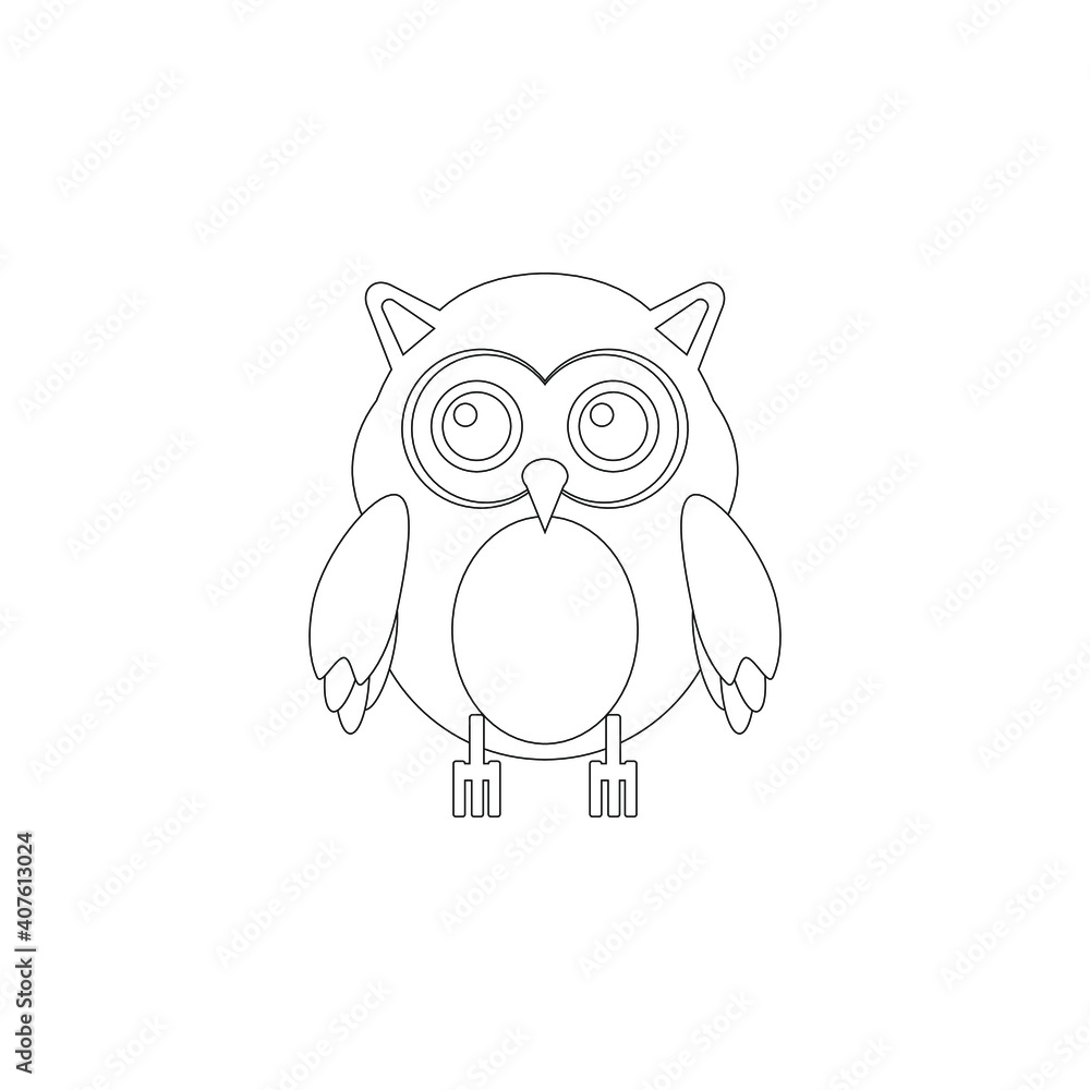 children's illustration, owl on white background