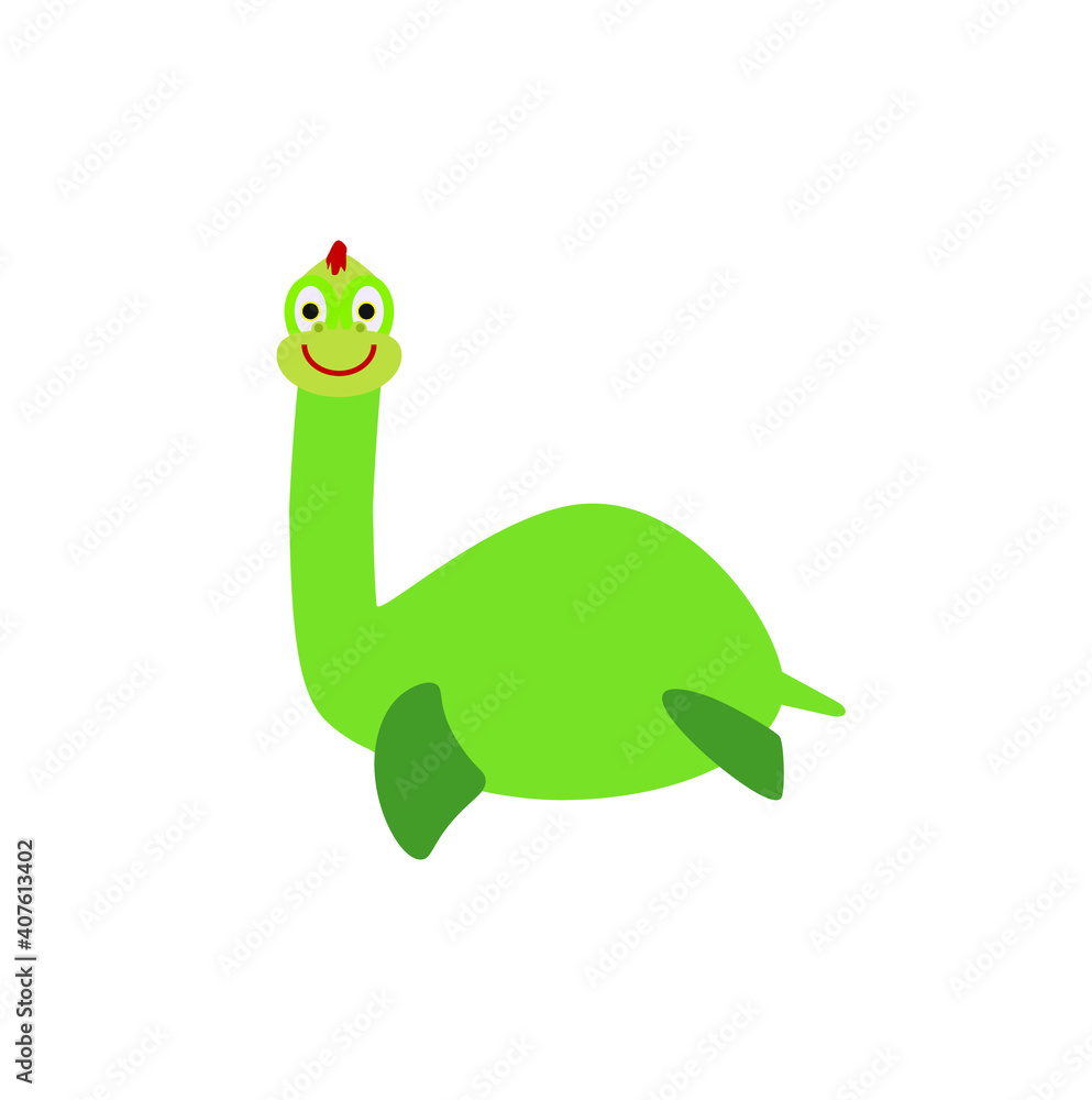 Naklejka premium children's illustration, loch ness monster nessie