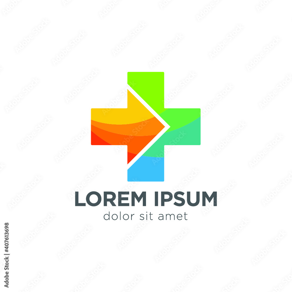 Obraz premium health cross pharmacy symbol line vector icon logo design