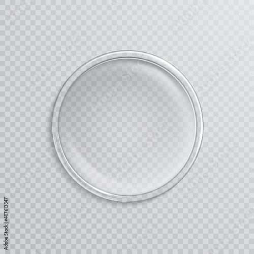 Empty realistic petri dish isolated on transparent background. Vector illustration.