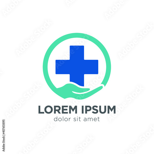 health cross pharmacy symbol line vector icon logo design