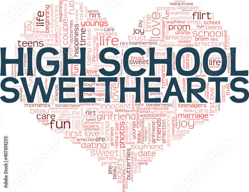 High school sweethearts vector illustration word cloud isolated on a white background.