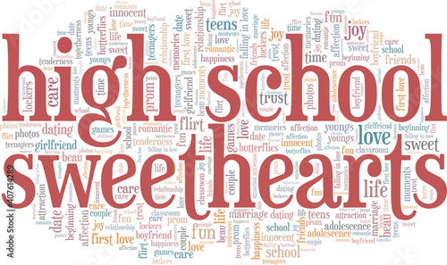 High school sweethearts vector illustration word cloud isolated on a white background.