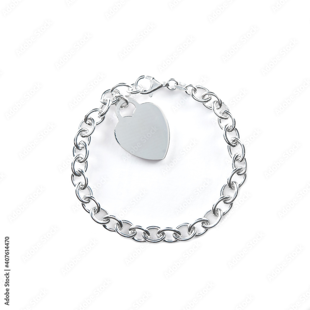 Silver gold pendant fragment necklace link chain on white backround isolated Silver gold pendant fragment necklace link chain on white backround isolated