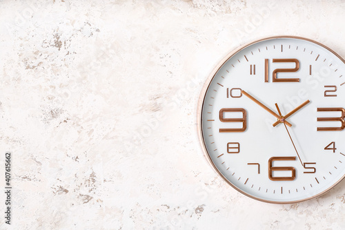 Wallpaper Mural Modern clock hanging on light wall Torontodigital.ca