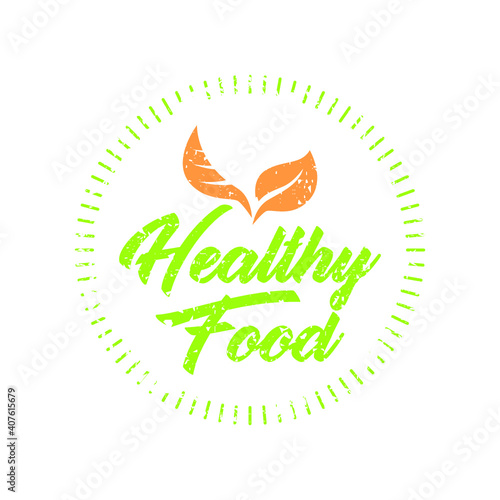 Healthy food logo template. Organic food vector design. 