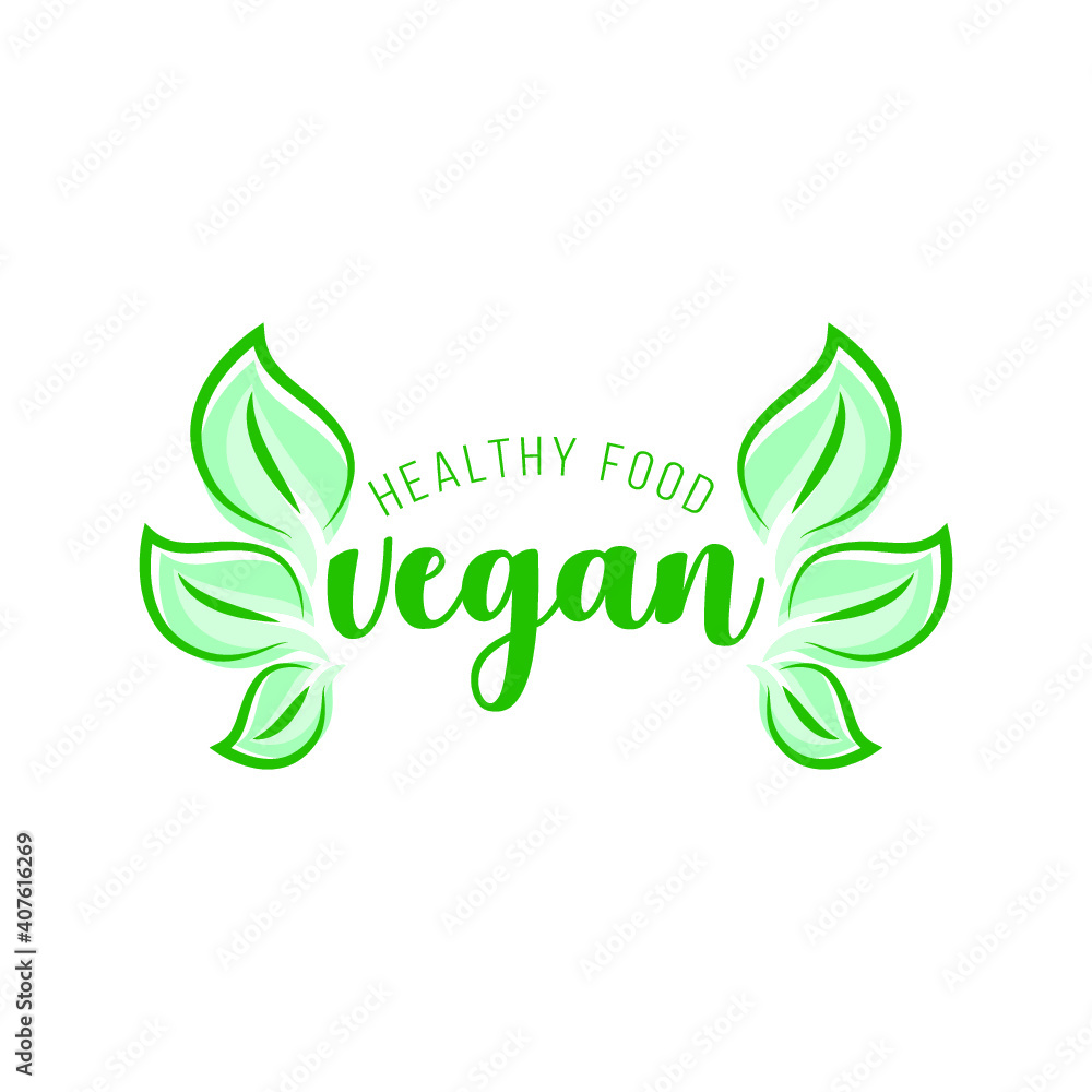 Green Vegetarian Sign With Leaves Green Vegetarian Sign With Leaves