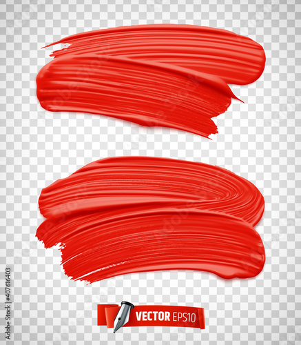 Traces de peinture rouge vectorielles sur fond transparent