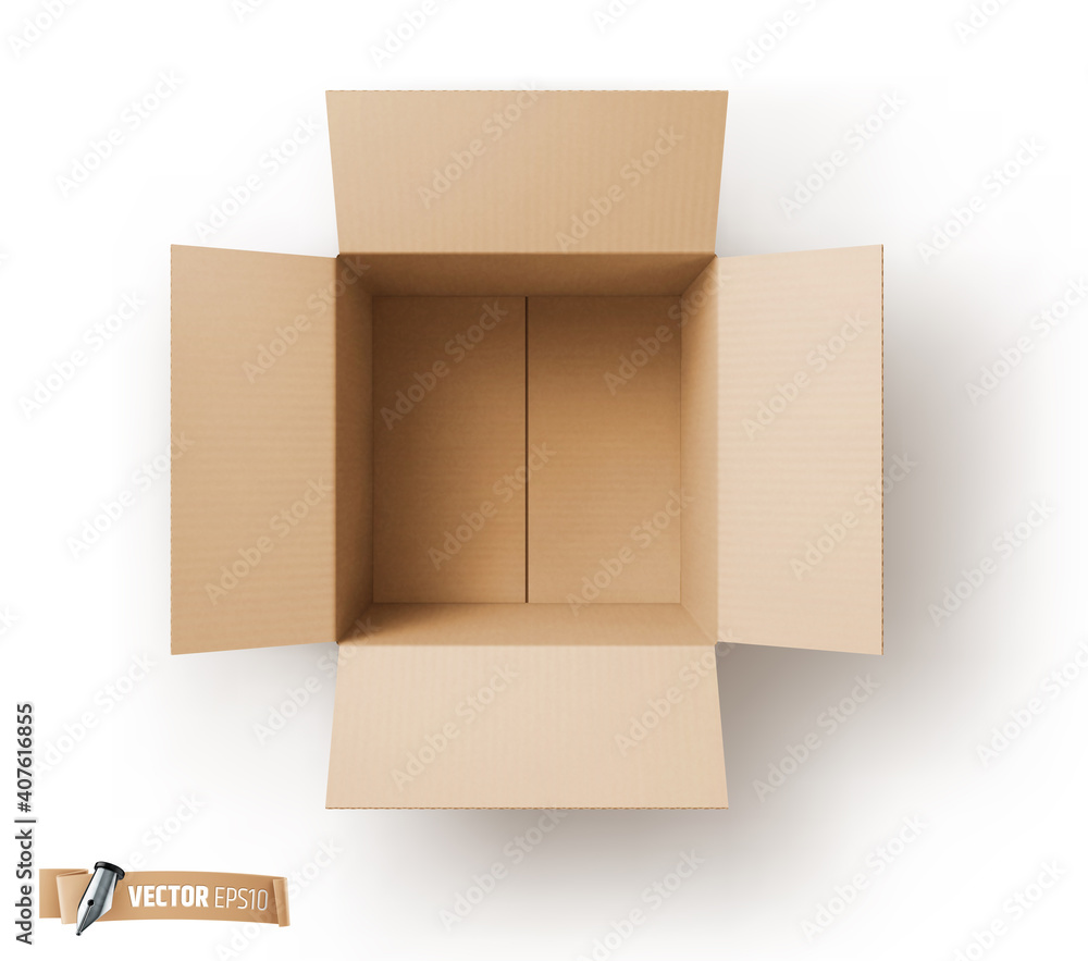 Boîte en carton vectorielle sur fond blanc Boîte en carton vectorielle sur fond blanc