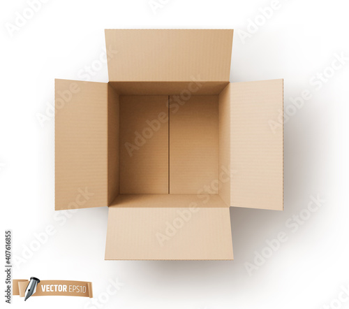 Boîte en carton vectorielle sur fond blanc
