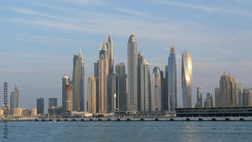 Skyline cityscape of the Dubai Marina skyscrapers, United Arab Emirates Skyline cityscape of the Dubai Marina skyscrapers, United Arab Emirates