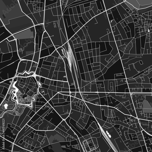 Moers, Germany dark vector art map