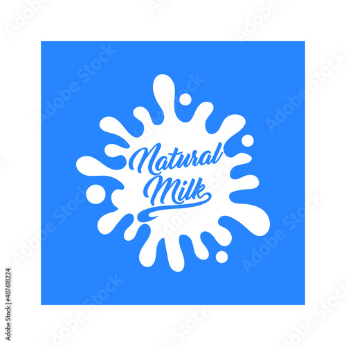 Cow milk splashes with letters