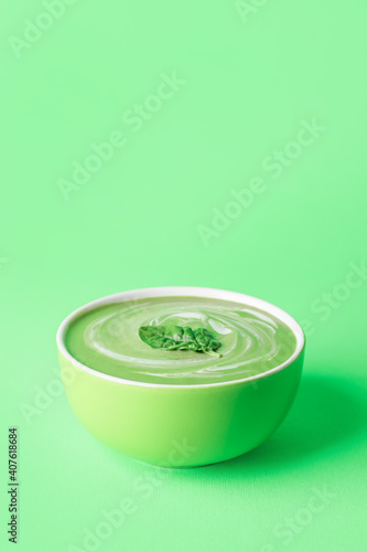 Healthy green cream soup wi...
