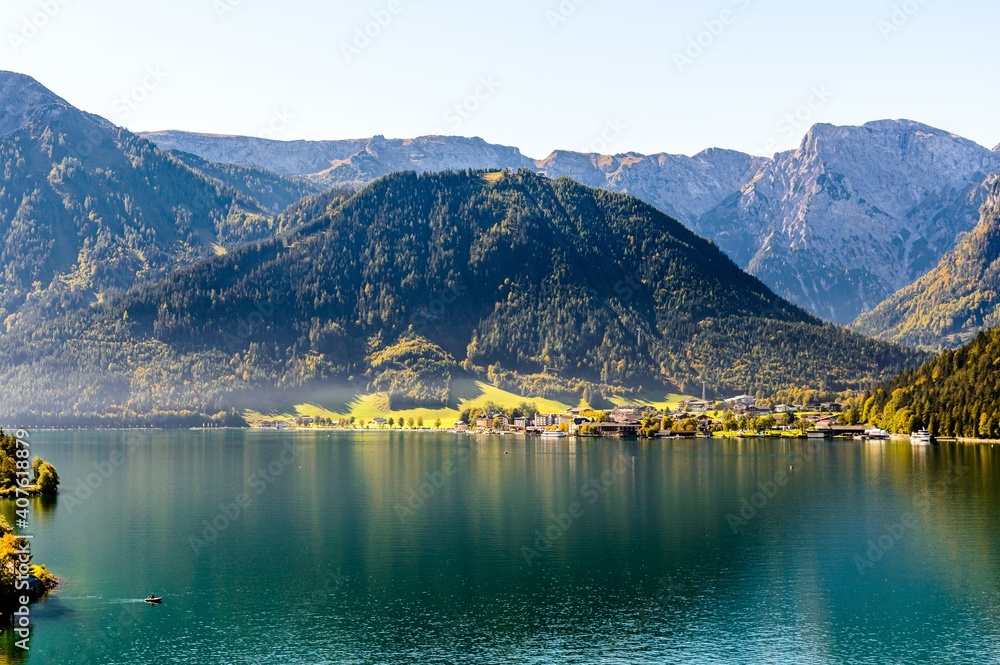 View on Achensee - Achen Lake , alps. Pertisau. Tirol, Austria