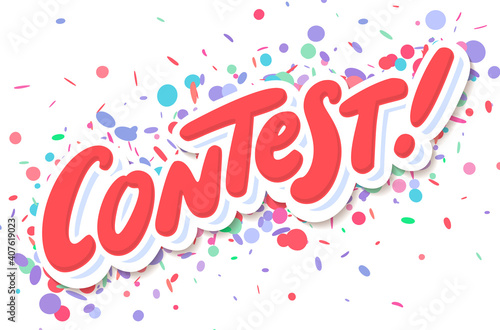 Contest banner. Handwritten vector lettering.