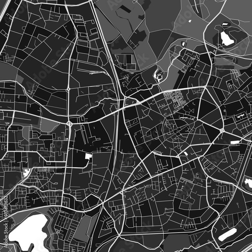 Ratingen, Germany dark vector art map