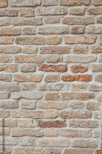 Close-up view of brick wall in Venice, Italy