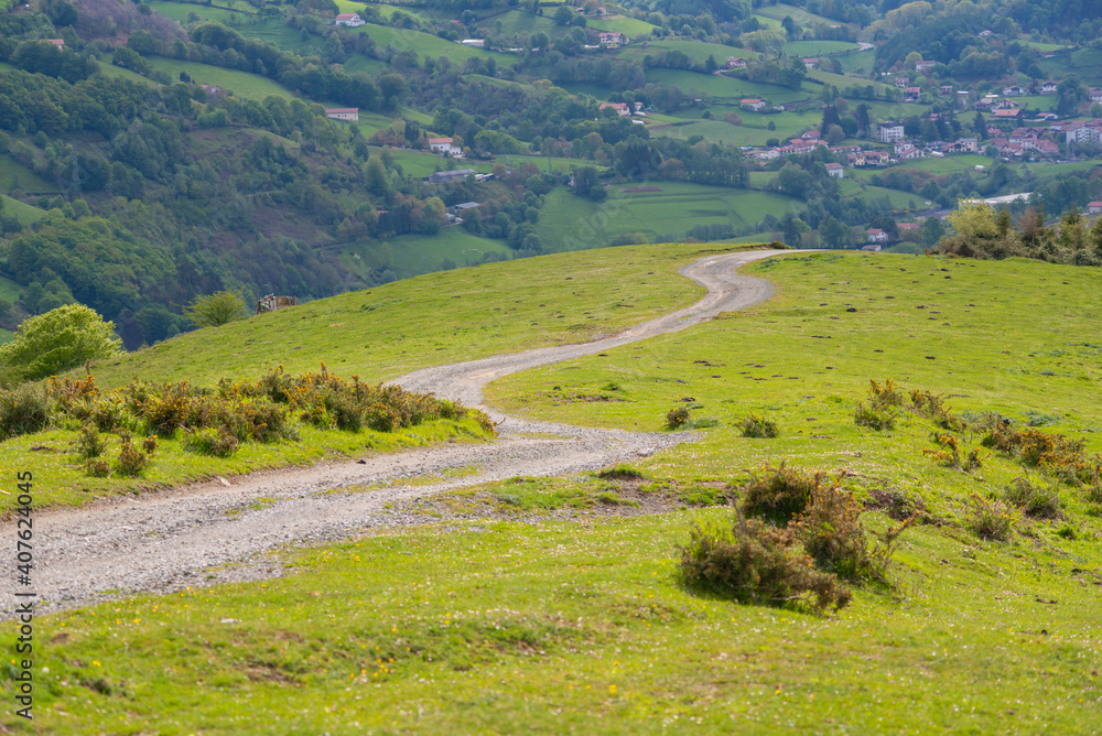 Rural road in Navarra (Spain).