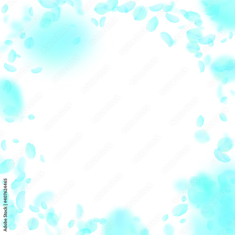Turquoise flower petals falling down. Uncommon rom Turquoise flower petals falling down. Uncommon rom