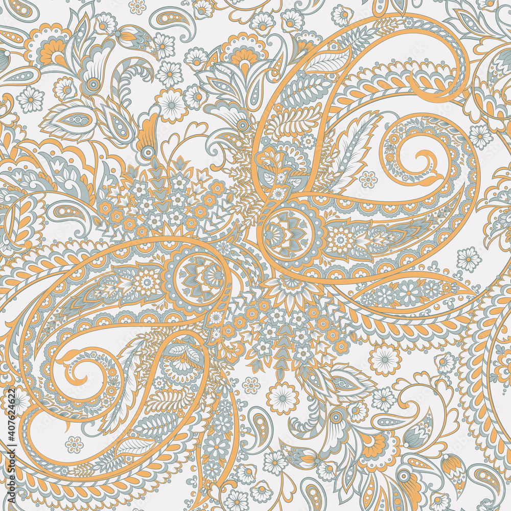 Paisley seamless vector pattern. Indian floral ornament