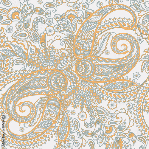 Paisley seamless vector pattern. Indian floral ornament