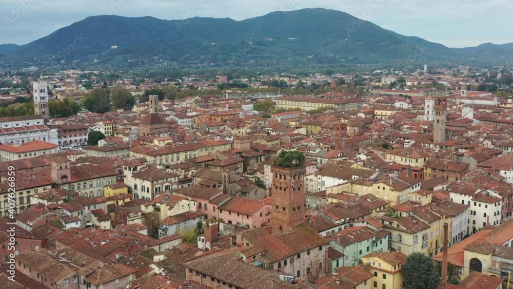 Aerial view of ancient town Lucca, Italy, Toscana region. Aerial view of ancient town Lucca, Italy, Toscana region.