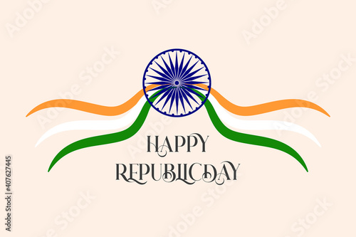 illustration of happy indian republic day celebration background with text. 26 January and Indian Flag .Suitable for greeting card, poster and banner.
